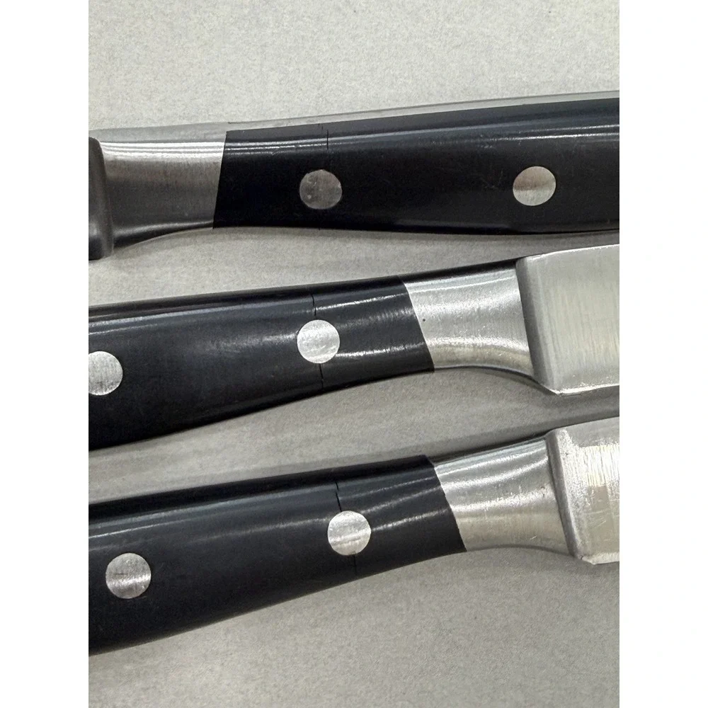 Messermeister Avanta 6pc Steak Knife Set 4.5in Straight Edge Full Tang Black